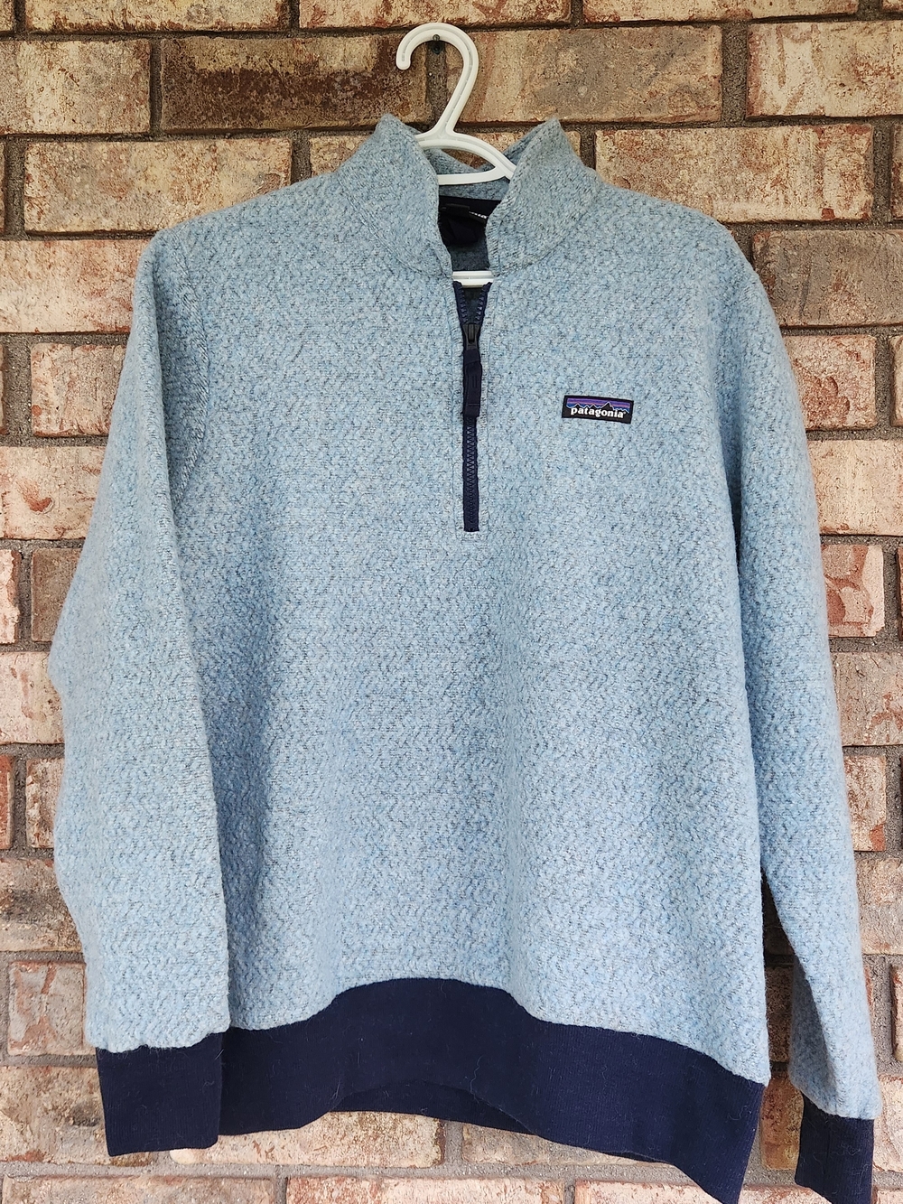 Patagonia Womens Light Blue/navy Quarter-Zip Fleece Pullover
